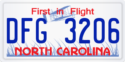 NC license plate DFG3206
