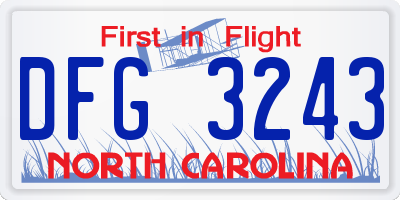 NC license plate DFG3243