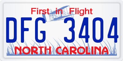 NC license plate DFG3404