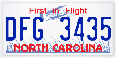 NC license plate DFG3435