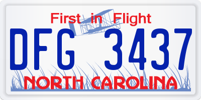 NC license plate DFG3437
