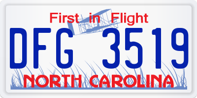 NC license plate DFG3519