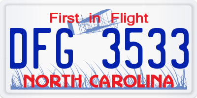 NC license plate DFG3533