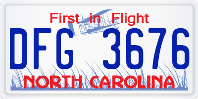 NC license plate DFG3676