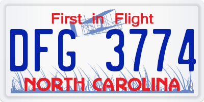 NC license plate DFG3774