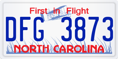 NC license plate DFG3873