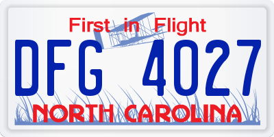 NC license plate DFG4027