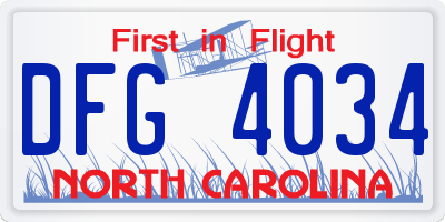 NC license plate DFG4034