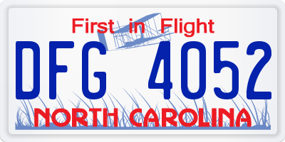 NC license plate DFG4052
