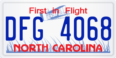 NC license plate DFG4068