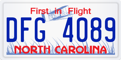 NC license plate DFG4089