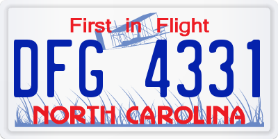 NC license plate DFG4331