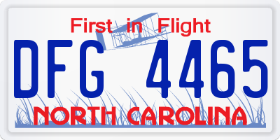 NC license plate DFG4465