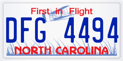 NC license plate DFG4494