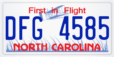 NC license plate DFG4585