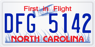 NC license plate DFG5142