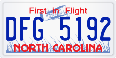 NC license plate DFG5192