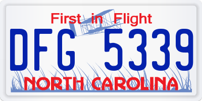 NC license plate DFG5339