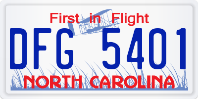 NC license plate DFG5401