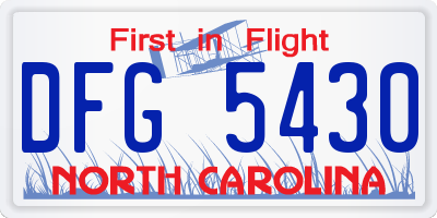 NC license plate DFG5430