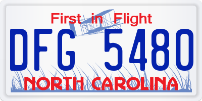 NC license plate DFG5480