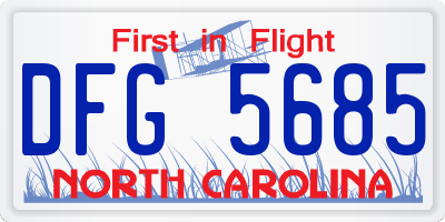 NC license plate DFG5685