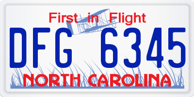 NC license plate DFG6345