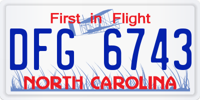 NC license plate DFG6743