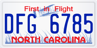 NC license plate DFG6785
