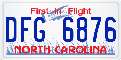 NC license plate DFG6876
