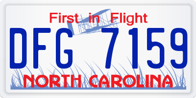 NC license plate DFG7159