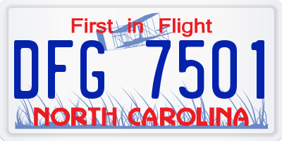 NC license plate DFG7501