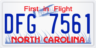 NC license plate DFG7561