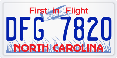NC license plate DFG7820
