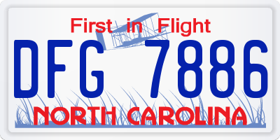 NC license plate DFG7886