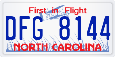 NC license plate DFG8144