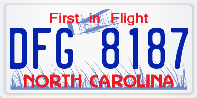 NC license plate DFG8187