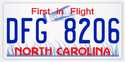 NC license plate DFG8206