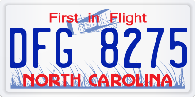 NC license plate DFG8275