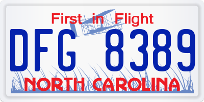 NC license plate DFG8389