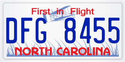 NC license plate DFG8455