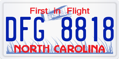NC license plate DFG8818