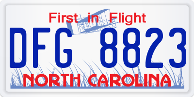 NC license plate DFG8823