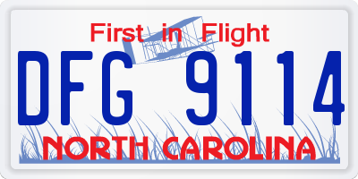NC license plate DFG9114