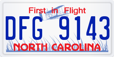 NC license plate DFG9143