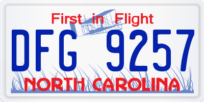 NC license plate DFG9257
