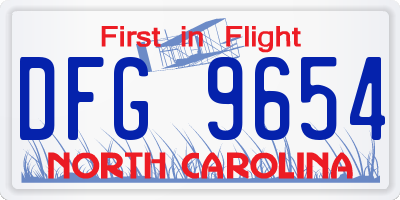 NC license plate DFG9654