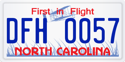 NC license plate DFH0057