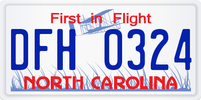 NC license plate DFH0324