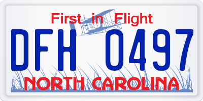 NC license plate DFH0497